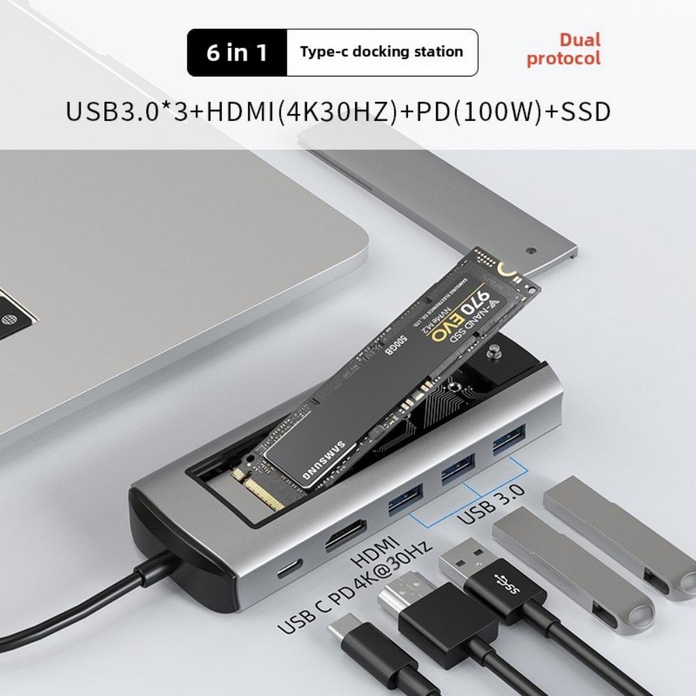 Док-станция типа C с корпусом M2 SSD, USB-концентратор 30, многопортовый адаптер 5 в 1 для ноутбука MacBook