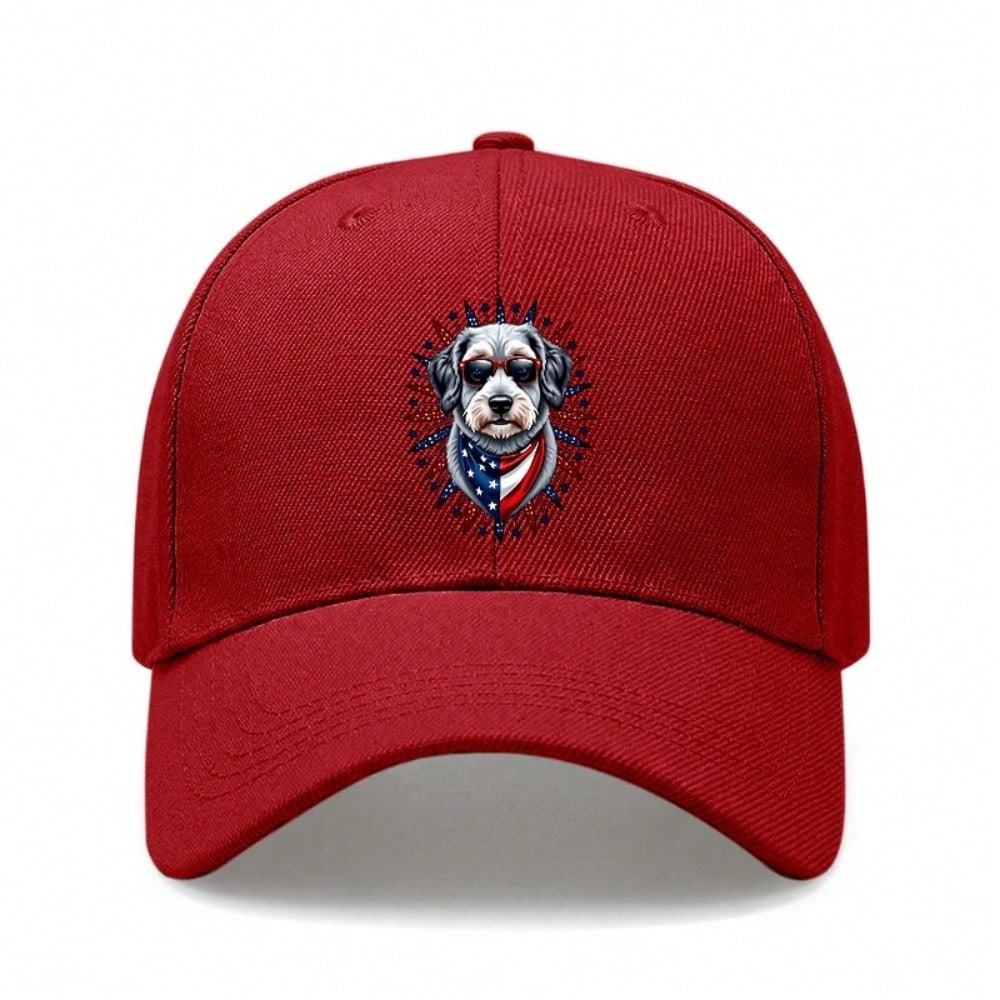 [Patriotic Baseball Cap] 2026  Unisex Dog With USA Flag Print Polyester Adjustable Breathable Sun Protection Casual Outdoor Sports Baseball Hat