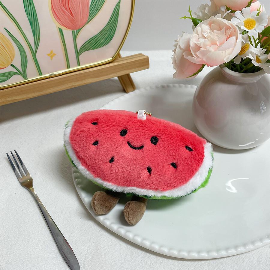 Cute Watermelon Plush Keychain With Pp Cotton Filling For Bag Decoration And Collectors