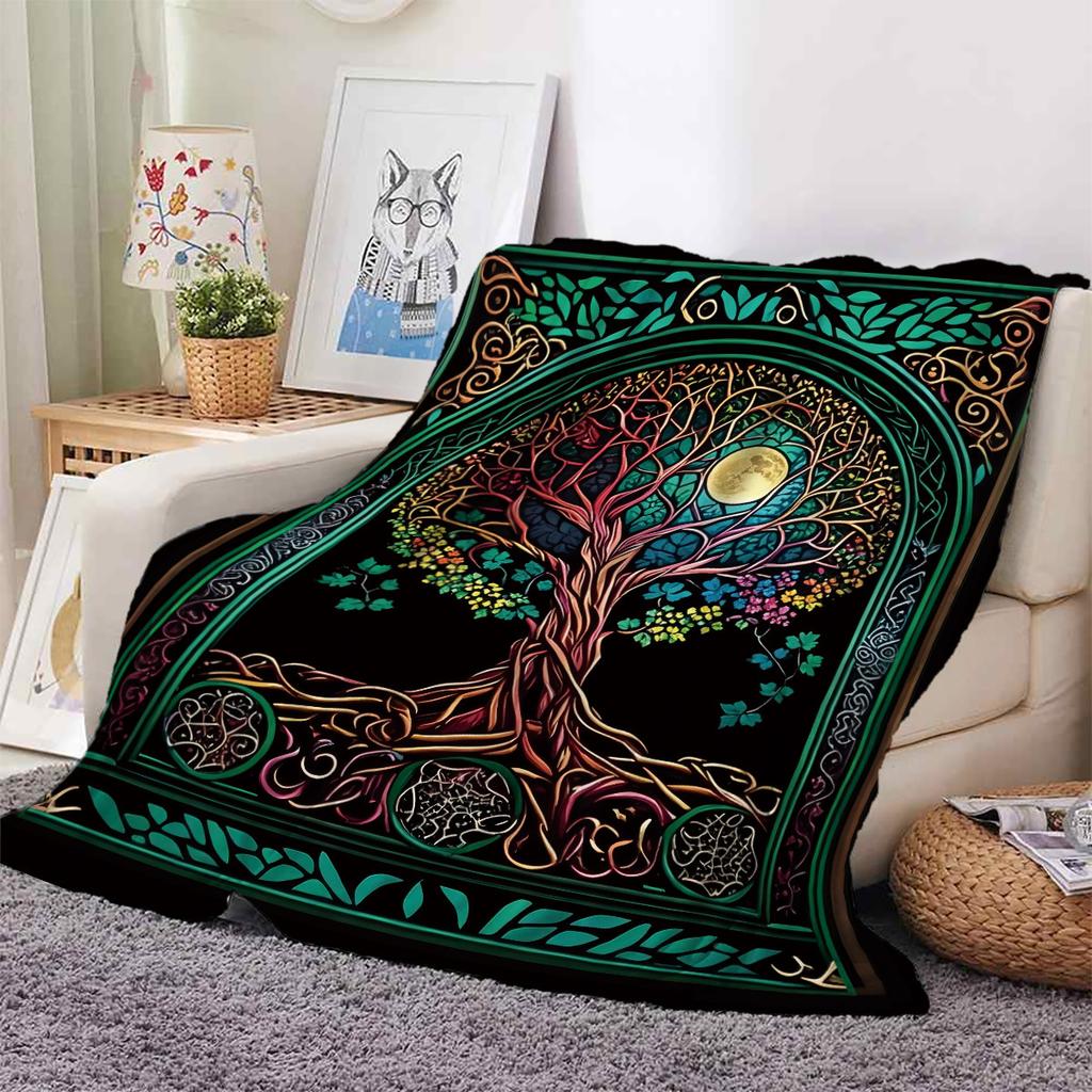 Tree of Life Series Printed Blanket for Sofa Bed Travel Camping Living Room Office Conditioning Blanket for All Seasons Gifts