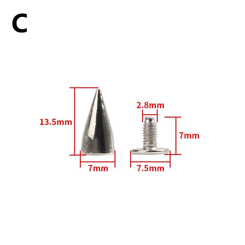 Fashion Luxury 10Sets Metal Punk Sharp Warhead Screw Rivets Studs Crafts Leather Belt Watchband Warhead Head Rivets Spikes Decor Nail Buckles