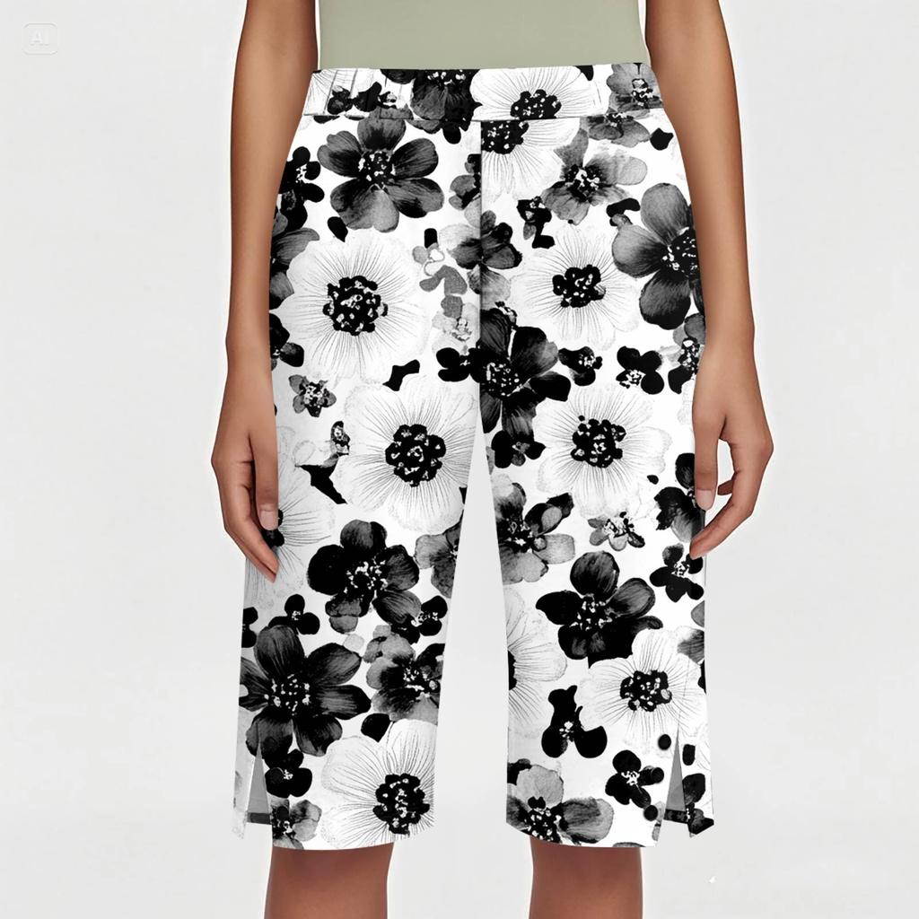 Женские брюки с принтом, модные повседневные шорты с карманами и эластичной резинкой на талии