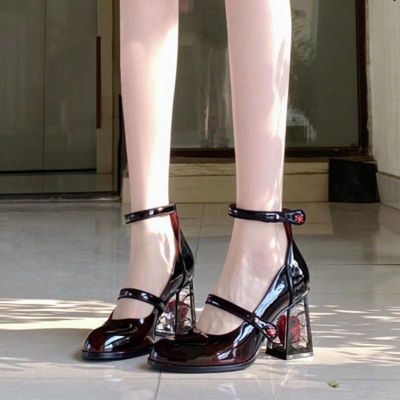 Женские туфли на платформе для вечеринок, сексуальные туфли Мэри Джейн на высоком каблуке 2024 года, весенние туфли в стиле «красная роза» на высоком каблуке в стиле «лолита» Zapatos De Mujer