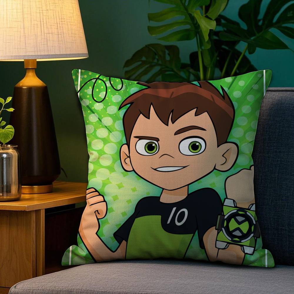Наволочка с мультяшным персонажем Беном (B-Ben 10) для дивана, гостиной, спальни, двусторонняя печать, квадратная, для сна.