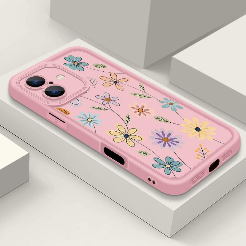 Для iPhone 16 Pro Max 15 Pro 14 13 12 11 XS XR 8 7 чехол с цветным цветочным узором мягкий силиконовый противоударный TPU защита линз матовый чехол для телефона