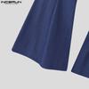INCERUN Men Zipper Waist Solid Color Casual Long Flare Pants Trousers