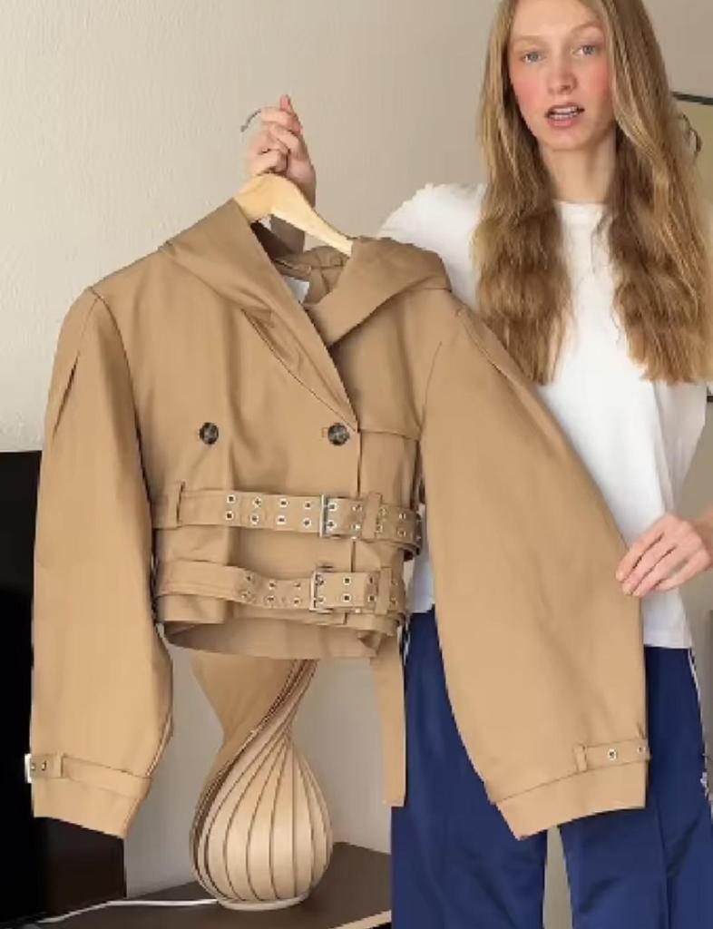 Женское европейское и американское двубортное пальто с лацканами - Повседневная модная модель с акцентом на талию