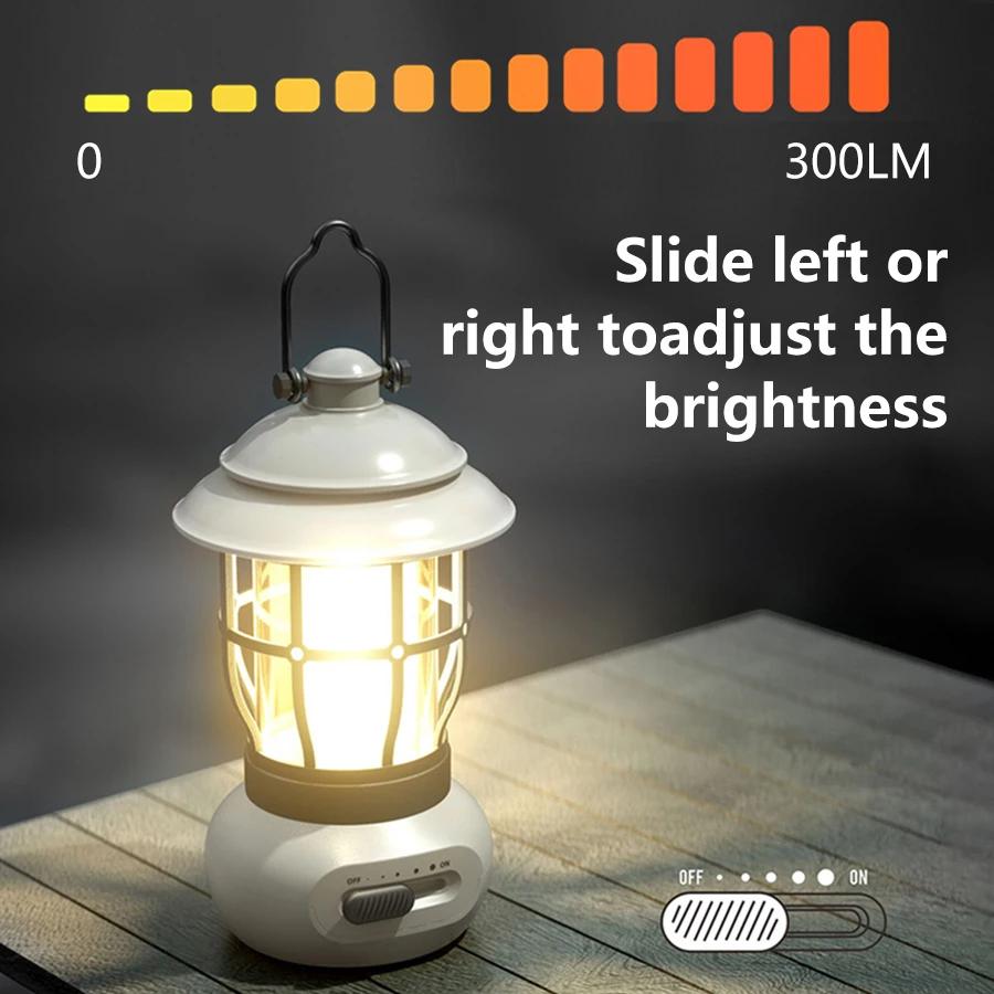 LED Camping Lantern Portable Tent Lamp USB Rechargeable Camp Lamp 3 Lighting Modes Tent Light for Outdoor Hiking Climbing Yard