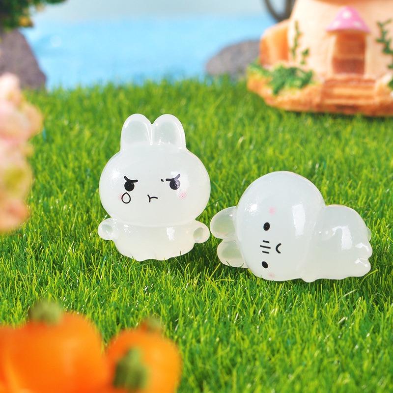 Micro 6Pcs Landscape Creative Cute Night Light Playful Bunny Diy Decoration Doll House Landscaping Office Home Small Ornaments