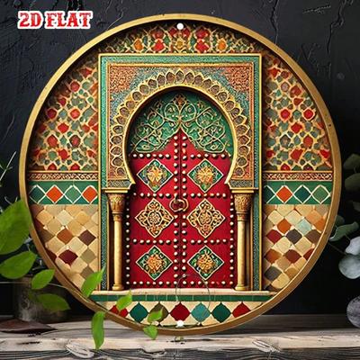 Винтажная марокканская жестяная табличка Металлическое настенное искусство Круглый элемент декора для дома