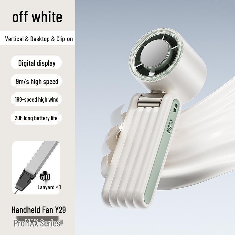 2026 Handheld Turbo Fan with Digital Display, 199 Speeds & Ice Pack Cooling, Three-Fold Design with Lanyard