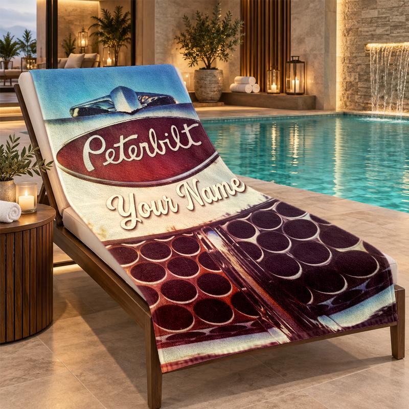 Custom Name Peterbilt Beach Towel Personalized Text Soft Towel Swimming Travel Bath Gift
