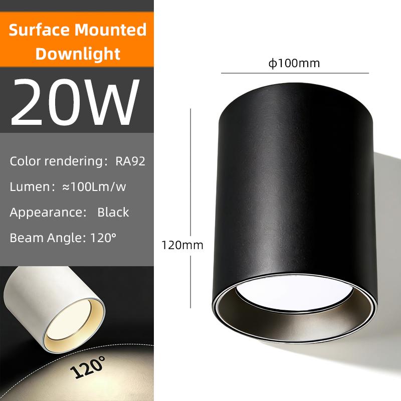 Surface mounted LED Downlight, ceiling light, store commercial aisle light, restaurant light, 20W 30W 40W high-power Down light