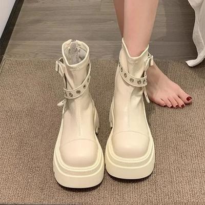 Модные ботильоны Осень Новинка Женская короткая обувь Массивные ботильоны на платформе для женщин Весна 2024 Зимняя распродажа обуви по акции