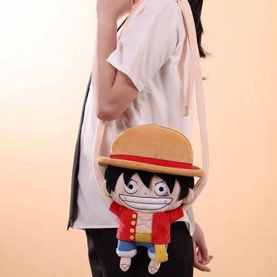 One Piece Монки Д. Луффи Большая Голова Соломенная Шляпа Плюшевая Сумка через Плечо Регулируемые Плечевые Ремни Подарок Другу на День Рождения