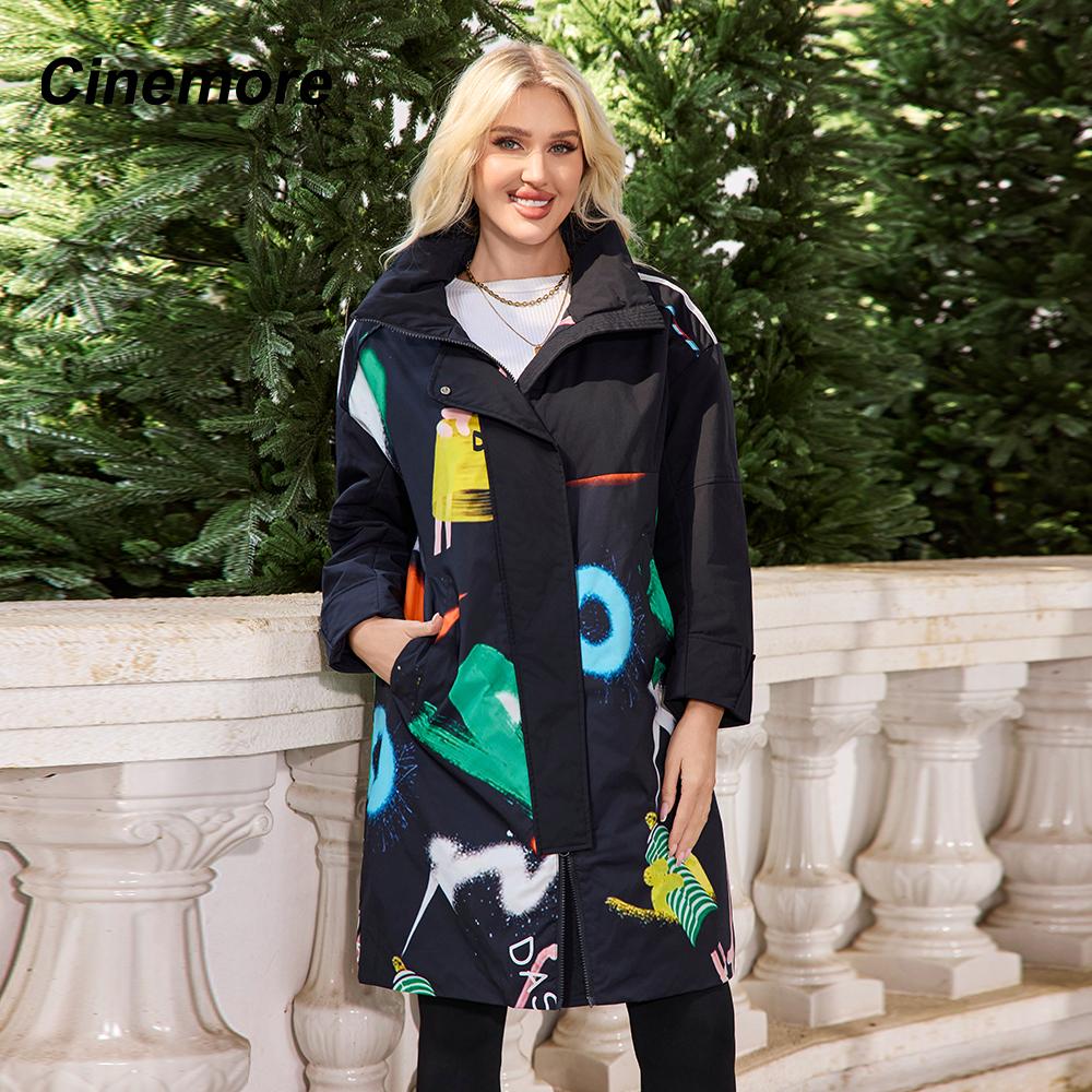 Cinemore Осенний плащ для женщин, длинная ветровка, куртка с двубортным лацканом и поясом, классическая повседневная женская TMD-327PV