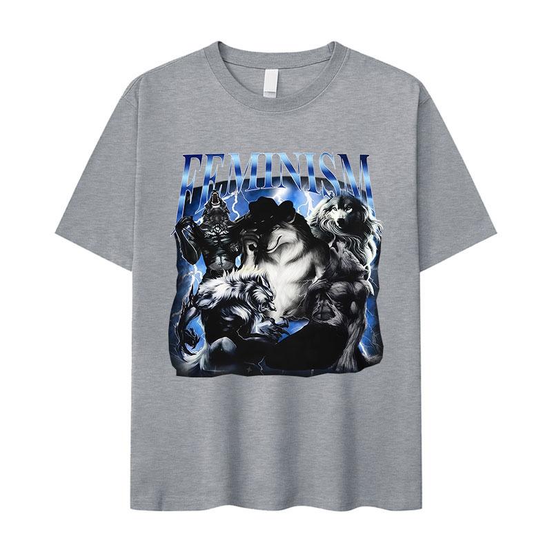 Funny Feminism Alpha Wolf Graphic TShirt Unisexs Humor Fashion Clothing Short Sleeve Tshirts Vintage High Quality Cotton Tshirt