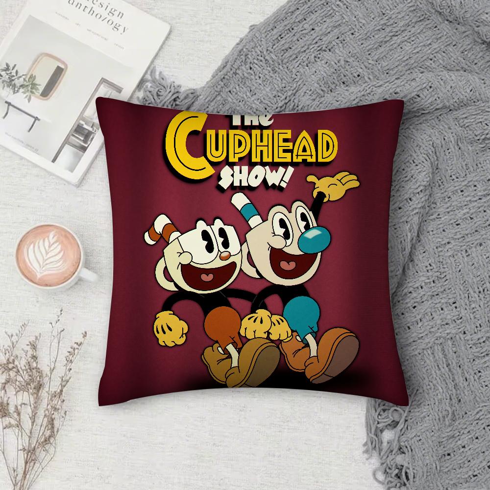 Мультяшная наволочка C-Cupheads Квадратная Двусторонняя Печать Чехол для Подушки Дивана Наволочка Спальня Прикроватная