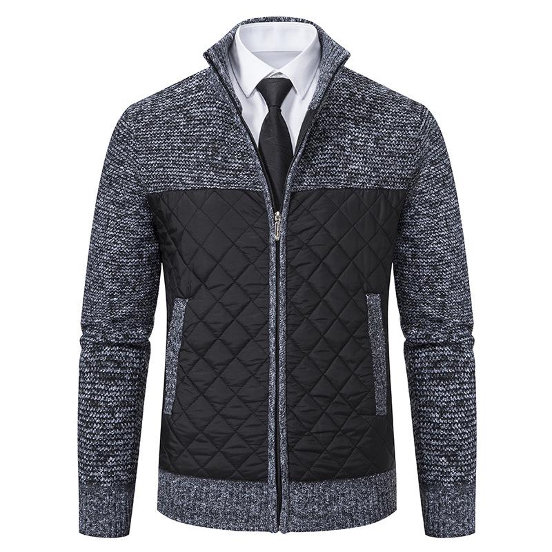 Men's Spring and Fall Thickened Knitted Jacket Long Sleeve Stand-up Collar Zipper Jacket