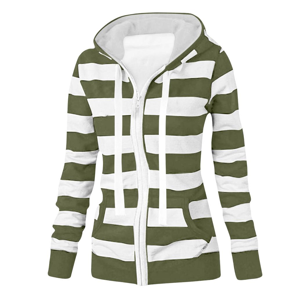 Женская куртка-свитер в полоску с длинным рукавом, свободная спортивная куртка с капюшоном