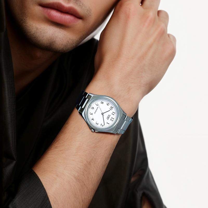 Casio Стандартная серия 50M Водонепроницаемые Модные Часы с Кварцевым Механизмом и Стальным Браслетом Мужские часы Белые MTP-1130A-7BRJH