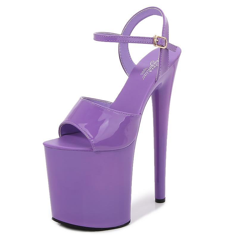 Fashion Sandals Patent Leather 20cm Platform  Stiletto Heels Sexy Sandals Women Pole Dancing Shoes Nightclub Sandals Plus Size 34-45