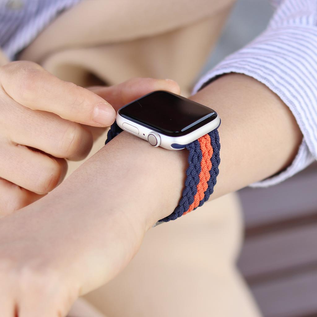 Egadeun Ремешок для Apple Watch с пряжкой, темно-синий и оранжевый