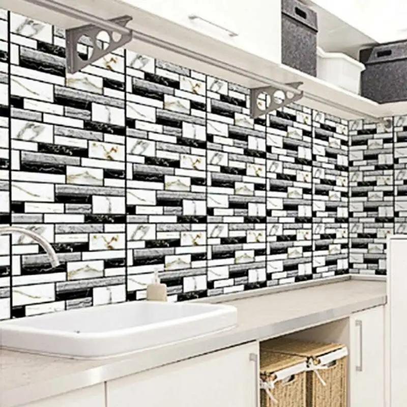 10 шт. Самоклеящаяся наклейка на плитку, на стену, Домашний декор, 3D ПВХ наклейки-покрытия для кухни, шкафа, ванной комнаты, Водонепроницаемые обои