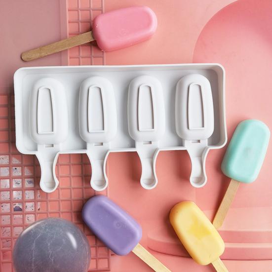 Форма для мороженого, 4 полости, пищевой класс, легкосъемная антипригарная форма, не содержит BPA, DIY многоразовая летняя машина для изготовления леденцов