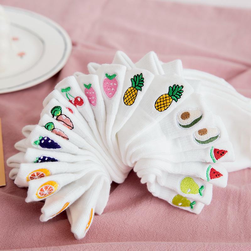 Женские весенние и летние носки с вышитыми фруктами - Милый японский стиль