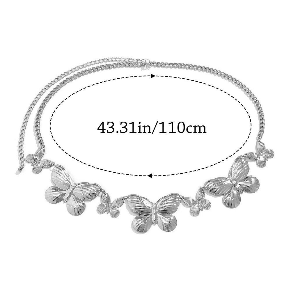 Punk Butterfly Waist Chain Hip Hop Dress Belt Chain Fashion Metal Chain Waistband for Women