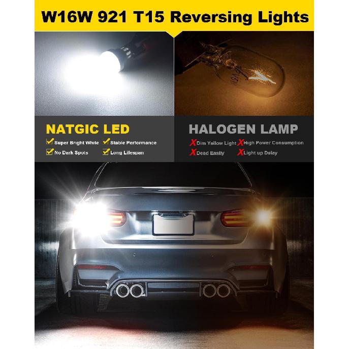 Xenon White 921 W16W Led Bulbs Canbus Error Free For Reverse Lights,912 T15 921 Back Up Lights,Replacement Bulb For 3rd Brake Lights,Interior Dome