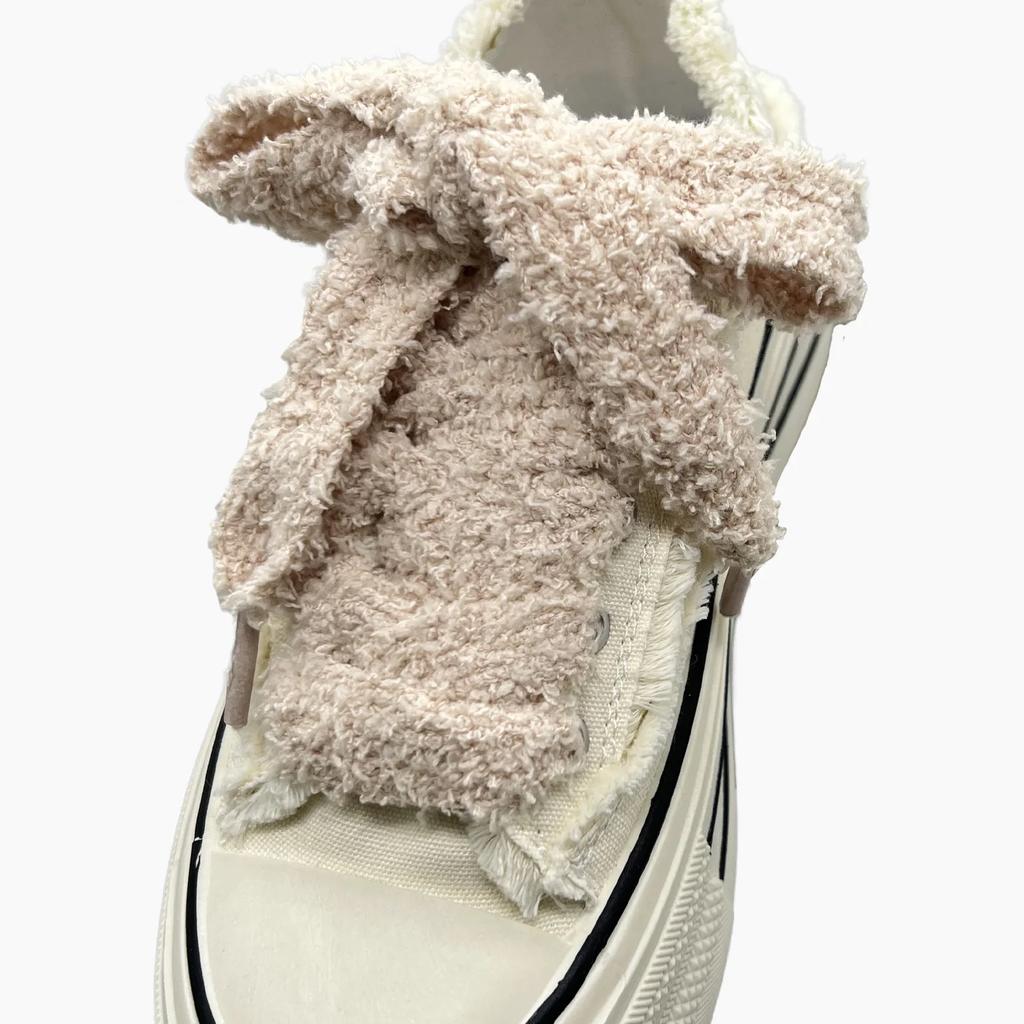 Женские Повседневные Холщовые Белые Балетки Шнурки Аксессуары Ширина 2,2 см 1 Пара Милые Плюшевые Кроссовки Шнурки Мужские