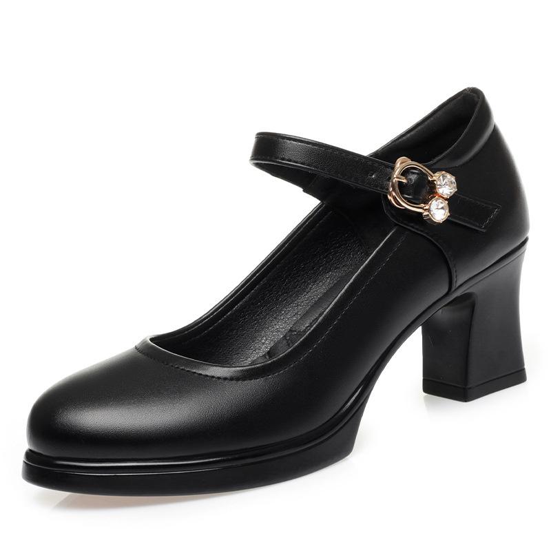 Водонепроницаемая платформа Высокий каблук Круглый носок Летняя модель Тренировочные Специальные Подиум Работа Одинарная обувь Элегантная Простая Черная Осень