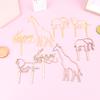4Pcs  Animal Theme Happy Birthday Acrylic Wood Cake Topper Giraffe Cake Toppers