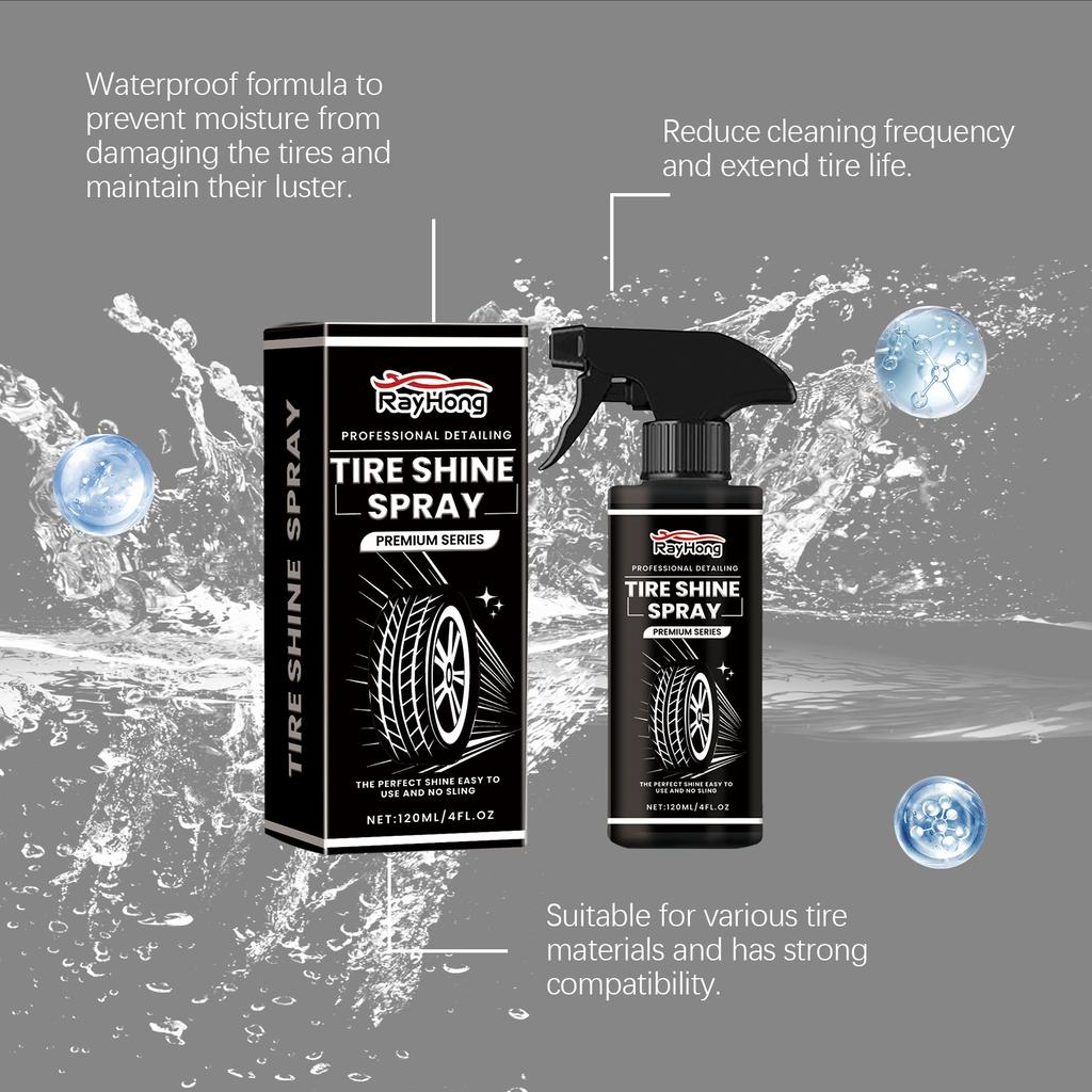 RAYHONG Tire Shine Spray Wheel Tire Shine Care Cleaning Polishing Coating Liquid Coating Agent