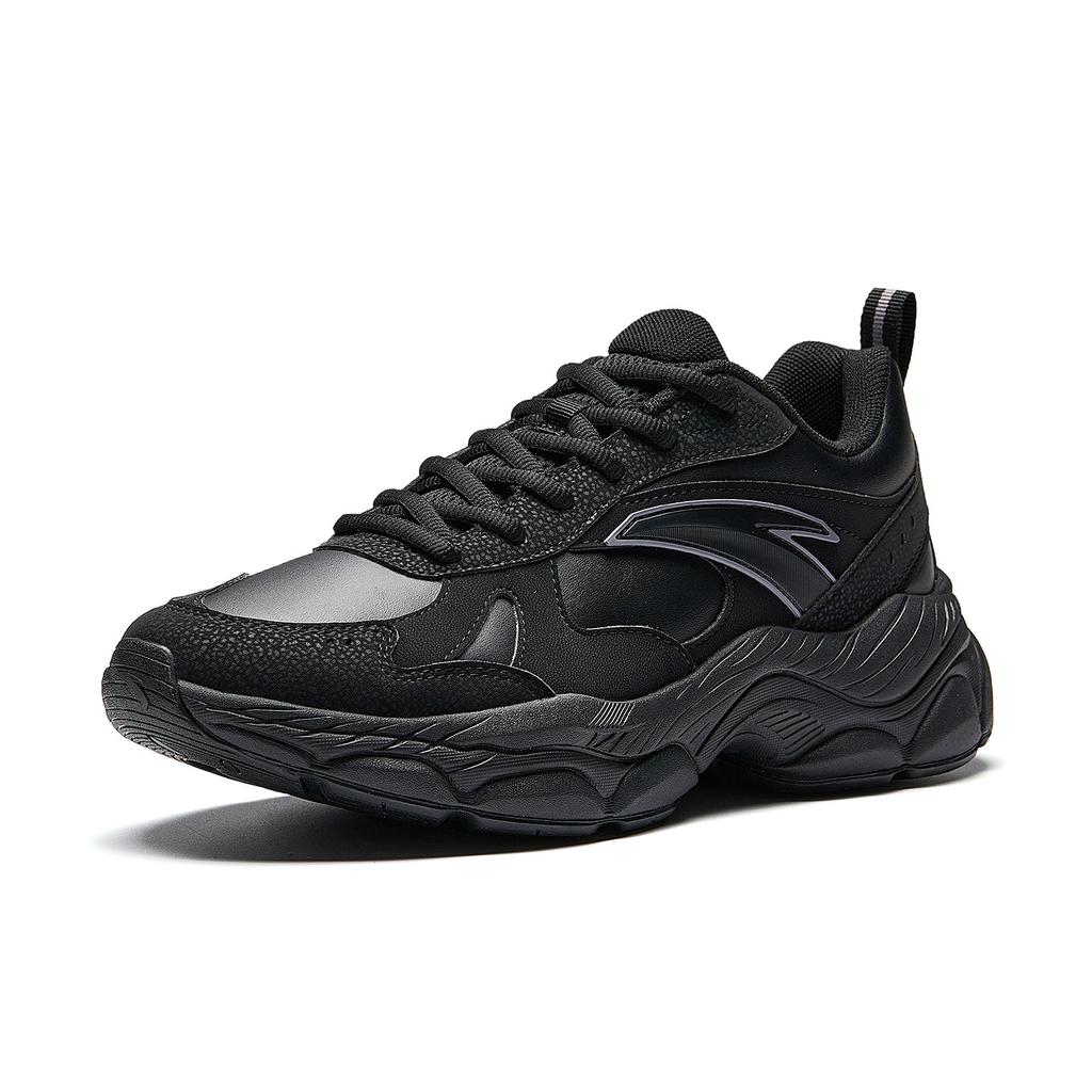 Anta Chengguang Leather Fashion Trend Durable Breathable Low-Top Casual Shoes Men Sneaker Black Gray 912548802-6