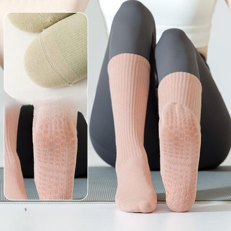 Носки для йоги, Женские носки до середины икры, Профессиональные фитнес-носки для пилатеса, Силиконовые противоскользящие спортивные длинные носки, Хлопковые носки с влагоотводящим эффектом