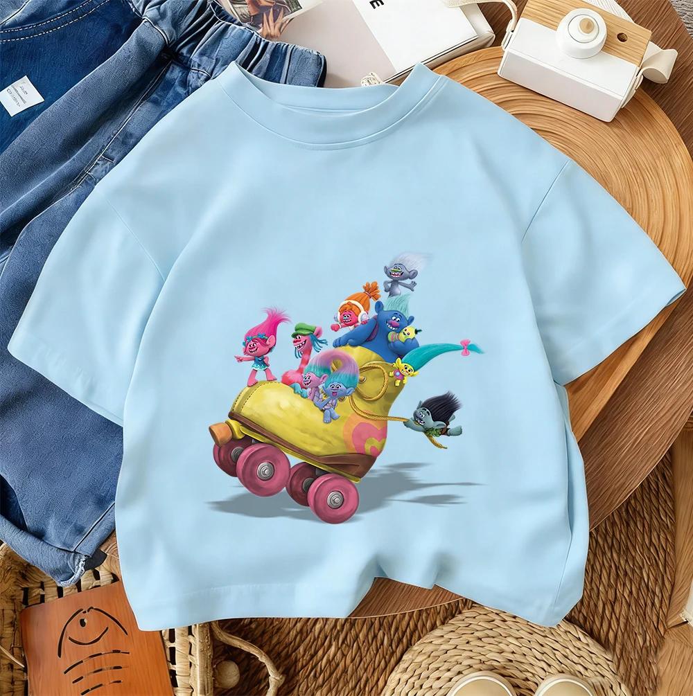 Летняя детская футболка, принт Troll Fashion, Повседневный уличный стиль