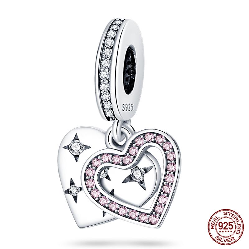 Настоящая медь Розовая серия Шармы-бусины в форме сердца Подходят для оригинальных браслетов Qikaola Сделай сам Украшения на День матери Подарок для мамы