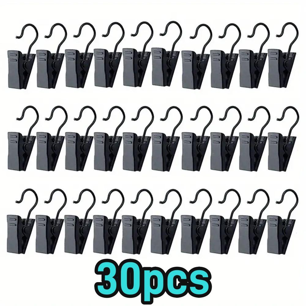 120pcs Decorative Metal Hanger Hooks Durable Black Curtain Clip Set Adjustable String Light Clips for House Party Decor Access