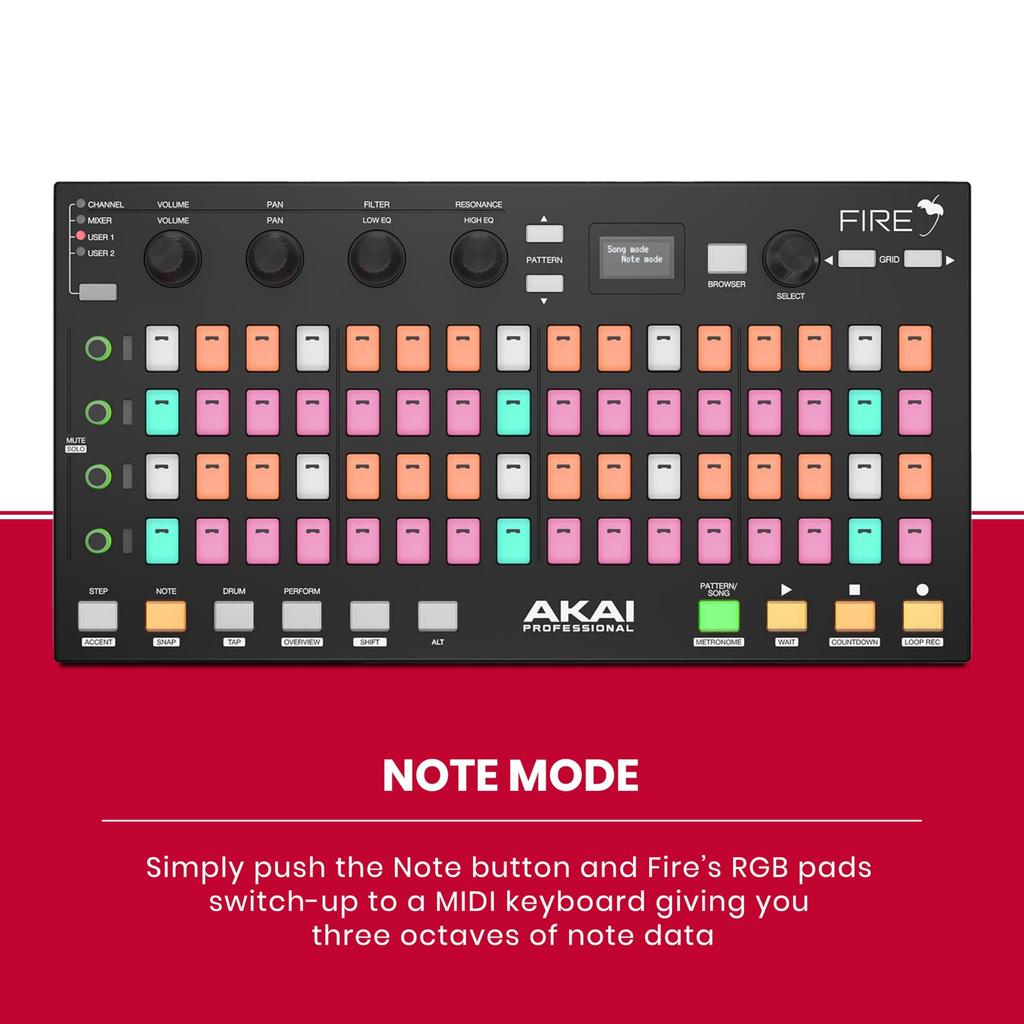 Akai Professional USB MIDI Controller for FL Studio 64 Pads RGB Clip Drum Pad Matrix Included FIRE Controller Only [Controller Only/No Software]
