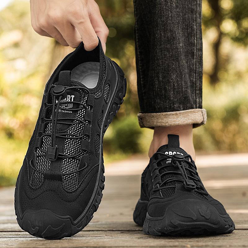 Новые мужские повседневные туфли, походные туфли с сеткой, летние дышащие спортивные кроссовки, нескользящая износостойкая рабочая обувь