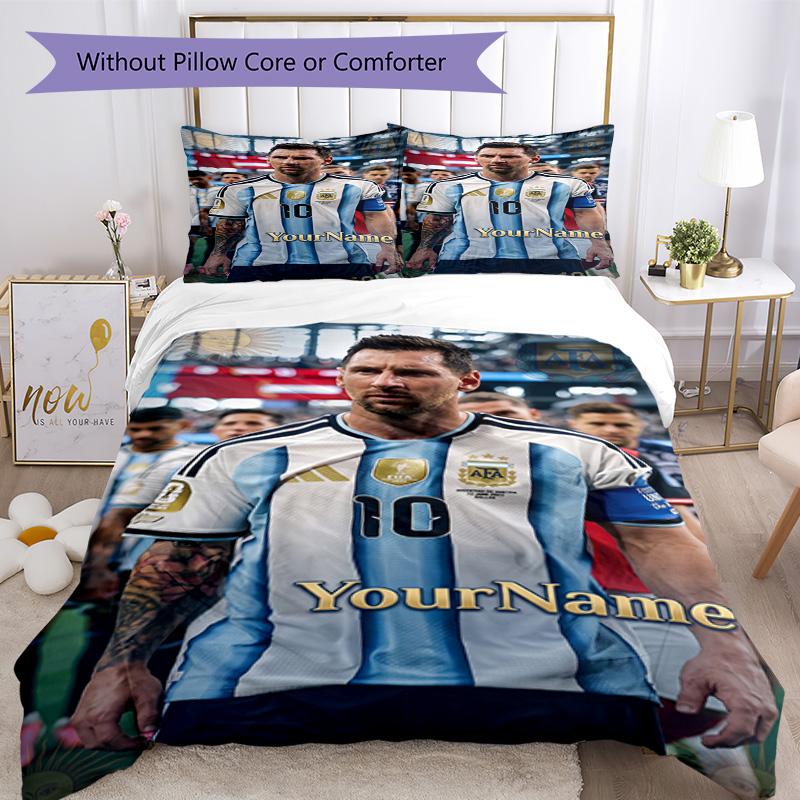 Messi 392 Customize your name Bedding Set Breathable Duvet Cover with Pillowcases Home Decoration Birthday Gift