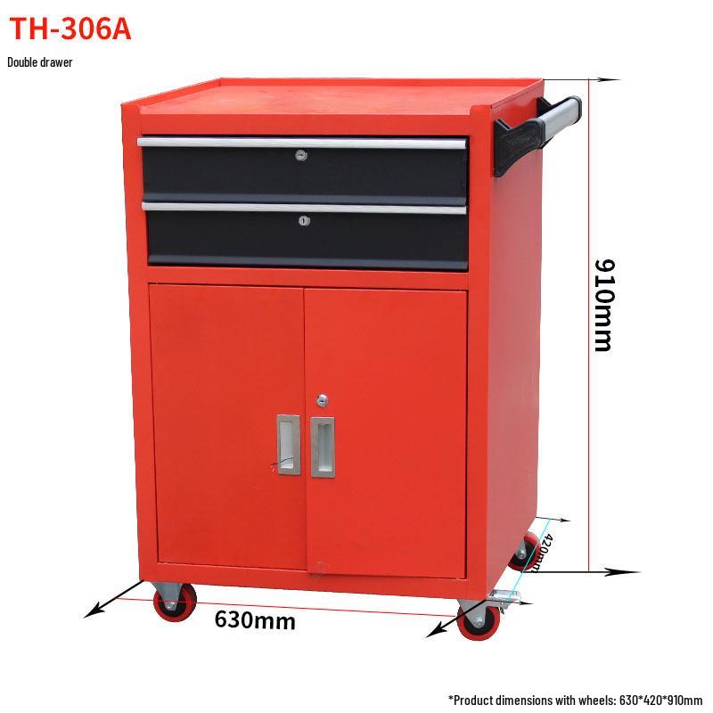 Heavy-Duty Workshop Tool Cabinet with Drawer - Hand-Pushed Cart and Tool Storage