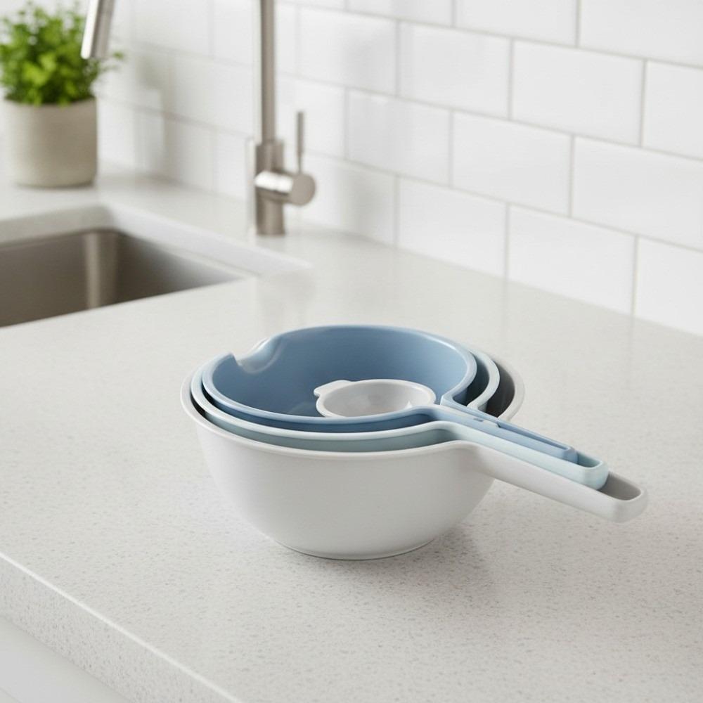 4PCS/Set Comfortable Grip Salad Bowls With Handle Flour Mixing Basin Drip Basin Fruit