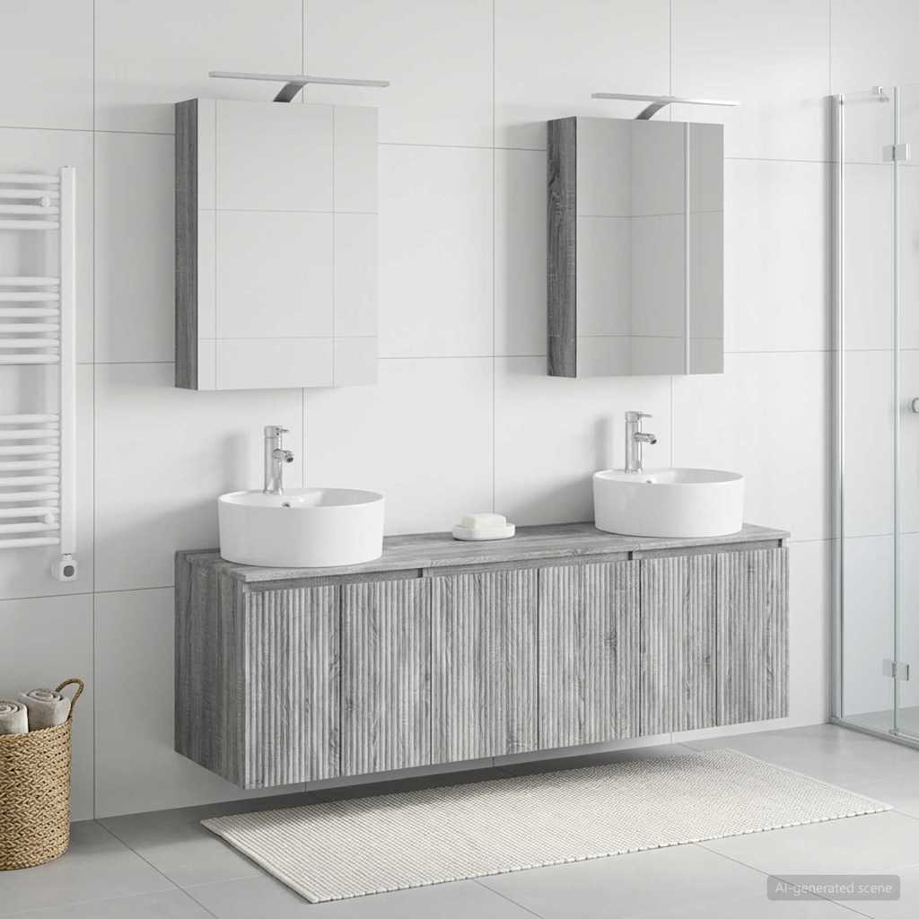 5 Piece Bathroom Cabinet Set Grey Sonoma Wood Based Material