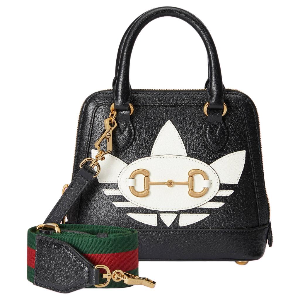 Gucci Мини-сумка Adidas с пряжкой-уздечкой и логотипом Trefoil, золотая фурнитура 677212-U3ZDG-8726