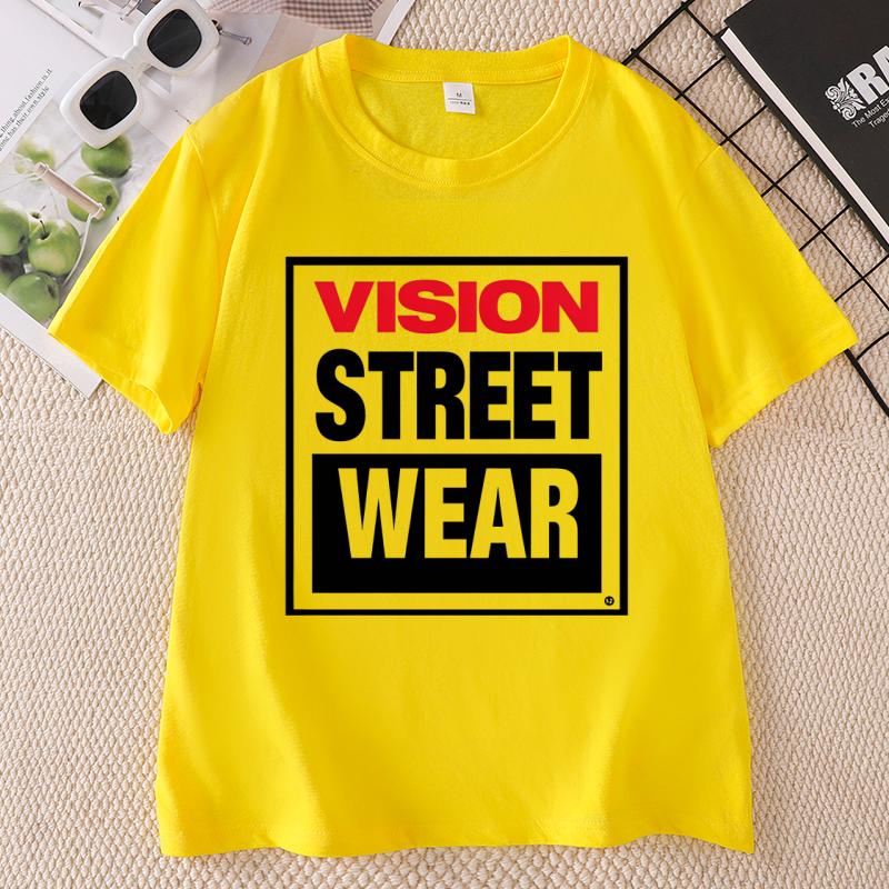 Unisex Unisex Vision Street Wear TShirt Letter Printed Short Sleeve TShirts Causal Round Neck Cotton Short Sleeve Tshirts