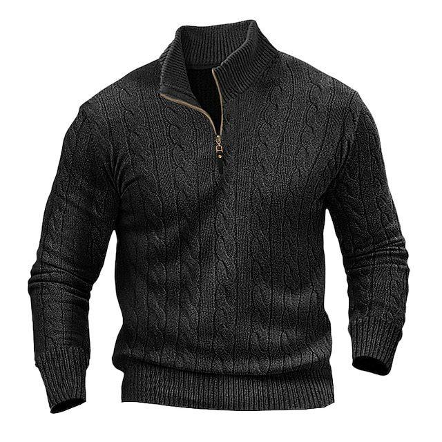 Men'S Autumn And Winter Men'S Twist Knitted Sweater Semi-Zipper Stand-Up Collar Casual Warm Sweater Men'S Bottoming Shirt